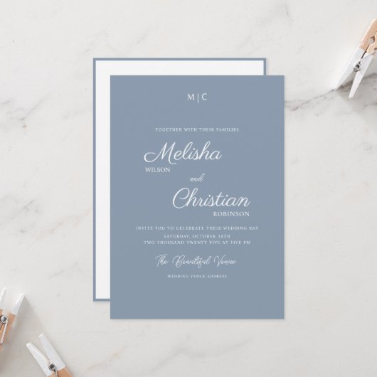 Minimale Moderne Calligrafie Weddenschap Kaart (Voorkant / Achterkant in situ)