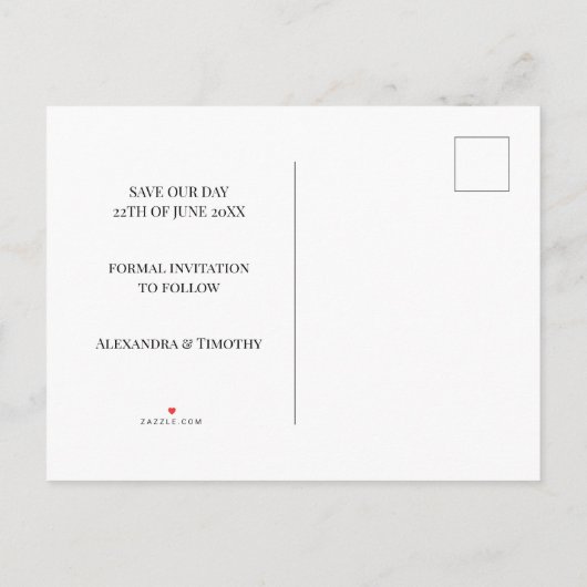 Minimale moderne champagne - roze agenda - bruilof aankondigingskaart (Achterkant)