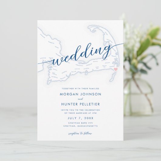 Minimale moderne Chatham Bars in bruiloft Kaart (Staand voorkant)