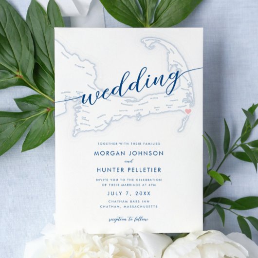 Minimale moderne Chatham Bars in bruiloft Kaart