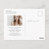 Minimale moderne chic script foto afstudeer uitnod briefkaart (Achterkant)