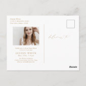Minimale moderne chic script foto afstudeeruitnodi briefkaart (Achterkant)