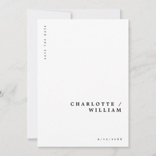 Minimale moderne chic typografie trouwdag save the date (Voorkant)