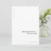 Minimale moderne chic typografie trouwdag save the date (Staand voorkant)