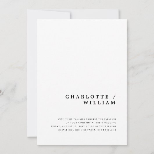 Minimale moderne chic typografie trouwuitnodiging aankondiging (Voorkant)