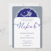 Minimale Moderne Chick Dusty Navy Blauw Islamitisc Kaart (Voorkant)