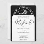 Minimale Moderne Chick Zwart-Wit Islamitisch Nikah Kaart (Voorkant)