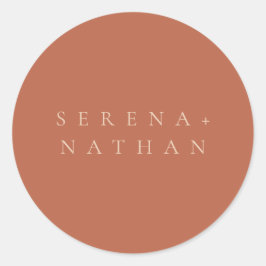 Minimale moderne chique blush & roest zonsondergan ronde sticker