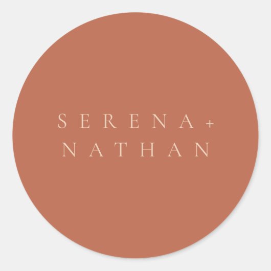 Minimale moderne chique blush & roest zonsondergan ronde sticker (Voorkant)