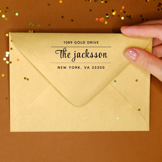 Minimale moderne  chique familie retouradres  zelfinktende stempel