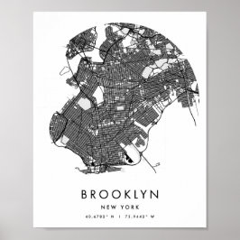 Minimale moderne Circle Street Map van Brooklyn Ne Poster