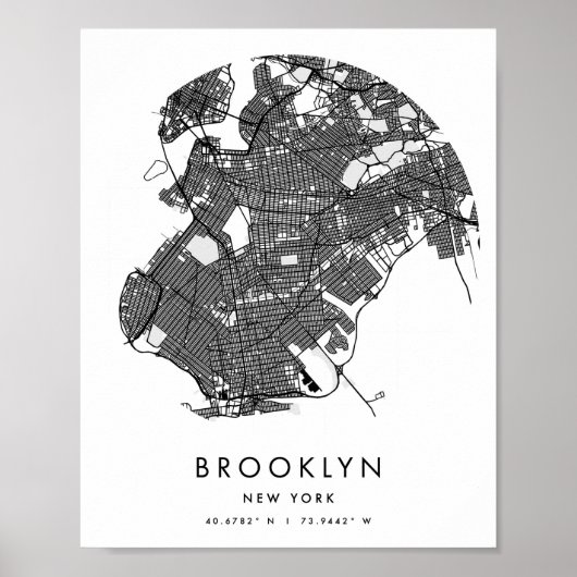 Minimale moderne Circle Street Map van Brooklyn Ne Poster (Voorkant)