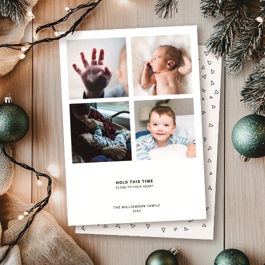 Minimale moderne citaat | 4 foto collage Instagram Feestdagenkaart