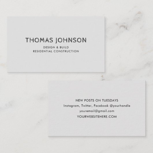 Minimale moderne constructie visitekaartje (Voorkant / Achterkant)