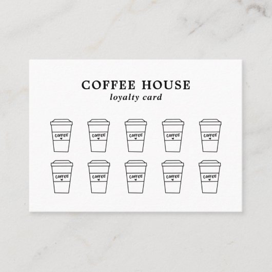 Minimale moderne, creatieve koffie met zwart en wi klantenkaartje (Voorkant)