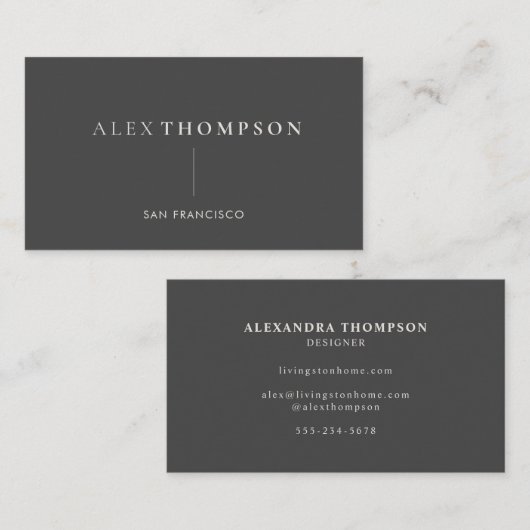 Minimale moderne, creatieve naam zwart-wit visitekaartje (Voorkant / Achterkant)