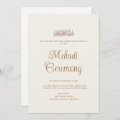 Minimale moderne crème Henna Mehndi Moslim Ceremon Kaart (Voorkant / Achterkant)