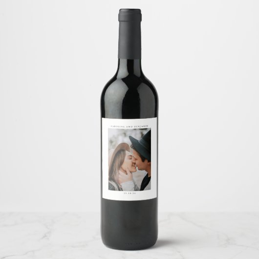 Minimale moderne datum van de Aangepaste bruiloft  Wijn Etiket (Voorkant)