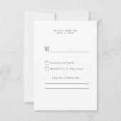 Minimale moderne deco-typografie RSVP kaartje (Achterkant)