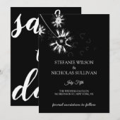 Minimale Moderne Delicate Bloemige Monogram Huweli Save The Date (Voorkant / Achterkant)
