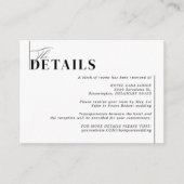 Minimale moderne details over zwart-witbruiloft informatiekaartje (Voorkant)