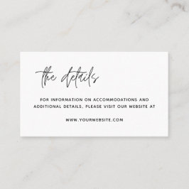 Minimale moderne details over zwart-witbruiloft plaatskaartje