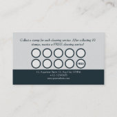 Minimale moderne donkerblauwe reinigingsdiensten klantenkaartje (Achterkant)