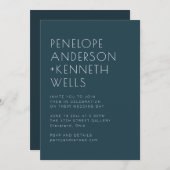 Minimale moderne, donkere Blauwgroen bruiloft Kaart (Voorkant / Achterkant)