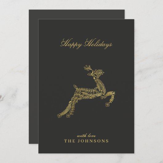 Minimale, moderne, donkere Moody Chocolate Gold-ke Feestdagenkaart (Voorkant / Achterkant)