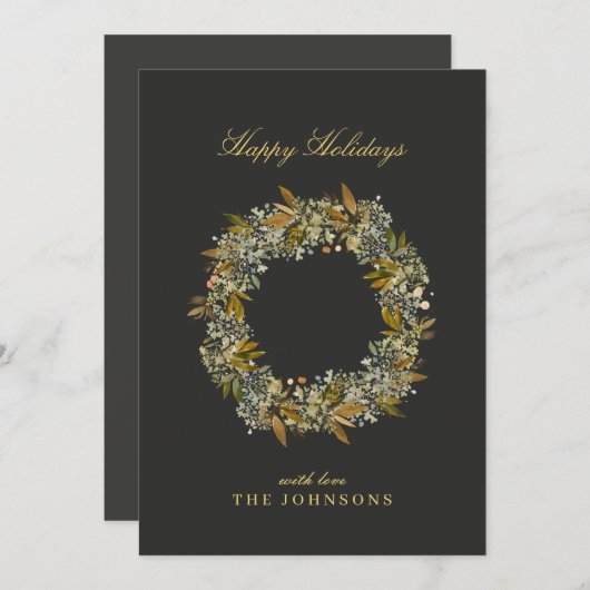 Minimale, moderne, donkere Moody Chocolate Gold-ke Feestdagenkaart (Voorkant / Achterkant)