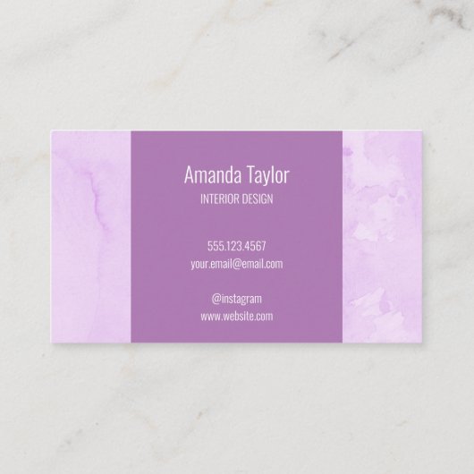 Minimale moderne, donkere Paarse Waterverf Visitekaartje (Achterkant)
