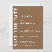 Minimale moderne donkere taupe elegante bruiloft save the date (Voorkant)