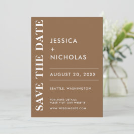 Minimale moderne donkere taupe elegante bruiloft save the date