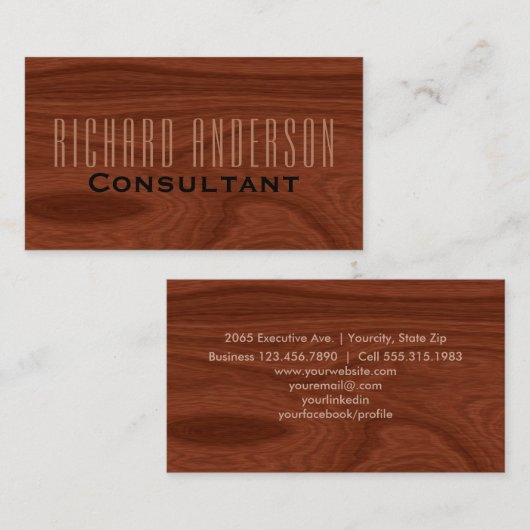 Minimale moderne edele professionele houten korrel visitekaartje (Voorkant / Achterkant)