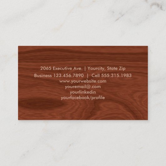 Minimale moderne edele professionele houten korrel visitekaartje (Achterkant)