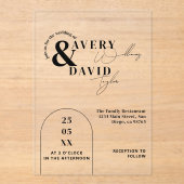 Minimale moderne eenvoudige bruiloft acryl uitnodigingen (Voorkant)