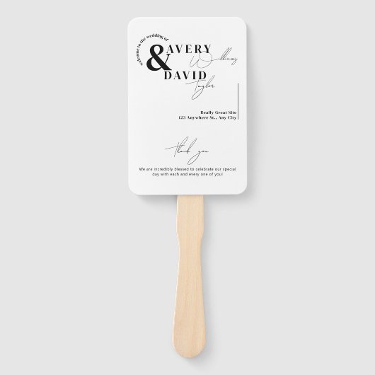 Minimale moderne eenvoudige bruiloft handwaaier (Voorkant)