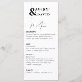 Minimale moderne eenvoudige bruiloft menu (Voorkant)