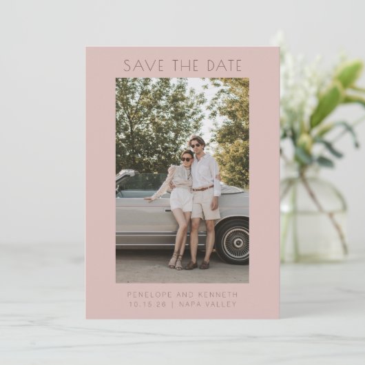 Minimale, moderne, eenvoudige, elegante foto van R Save The Date (Staand voorkant)