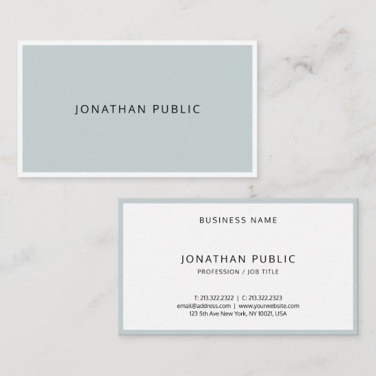 Minimale moderne, eenvoudige, elegante Professiona Visitekaartje (Voorkant / Achterkant)