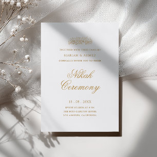 Minimale Moderne Eenvoudige Gouden Nikah Ceremonie Kaart