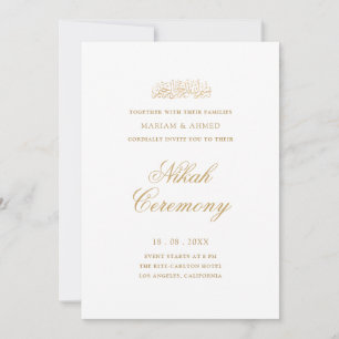 Minimale Moderne Eenvoudige Gouden Nikah Ceremonie Kaart