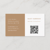 Minimale Moderne Eenvoudige QR Code Wit & Bruin Visitekaartje (Achterkant)