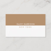 Minimale Moderne Eenvoudige QR Code Wit & Bruin Visitekaartje (Voorkant)