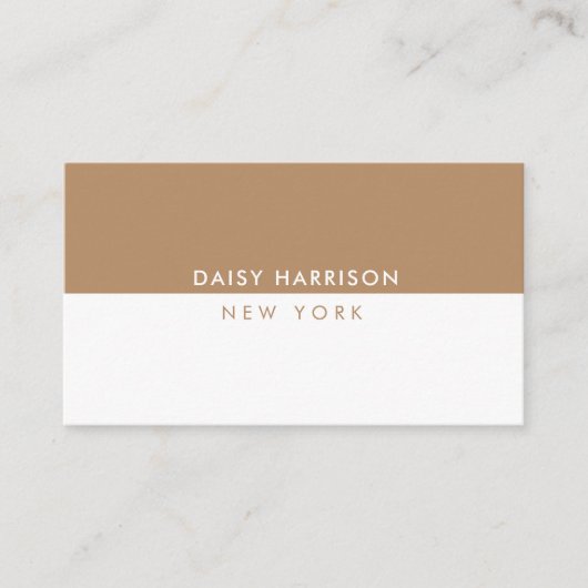 Minimale Moderne Eenvoudige QR Code Wit & Bruin Visitekaartje (Voorkant)