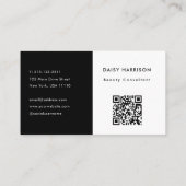 Minimale Moderne Eenvoudige QR Code Wit & Zwart Visitekaartje (Achterkant)