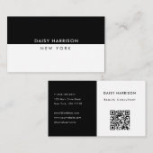 Minimale Moderne Eenvoudige QR Code Wit & Zwart Visitekaartje (Voorkant / Achterkant)