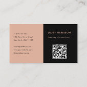 Minimale Moderne Eenvoudige QR Code Zwart & Roze Visitekaartje (Achterkant)