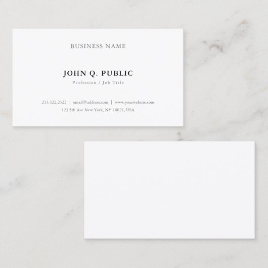 Minimale moderne, eenvoudige Sjabloon Trendy Visitekaartje (Voorkant / Achterkant)