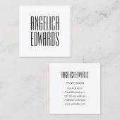 Minimale moderne, eenvoudige trendy vet zwart-wit vierkante visitekaartje (Voorkant / Achterkant)